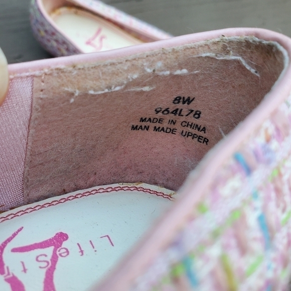 Vintage 90s y2k Square Cap Toe Chunky Heel Pink Tweed Granny Loafers 8 WIDE - Picture 6 of 7